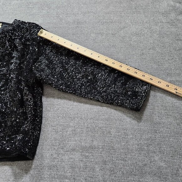 Jacket Women 40 S/M Black VTG 60s Sequins British Crown Colony of Hong Kong Art - Picture 5 of 16